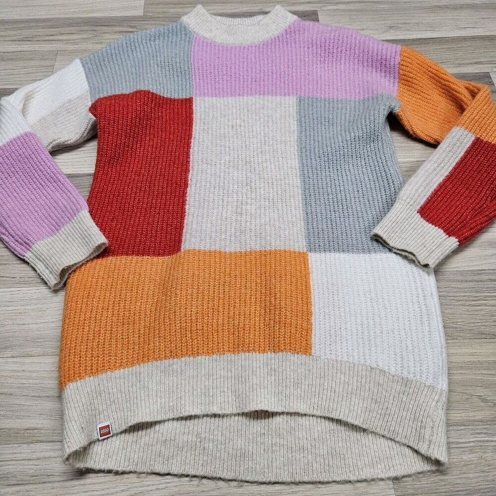 Lego Target Exclusive Sweater Womens Colorful Block Pattern Knit Small Casual - Picture 2 of 7